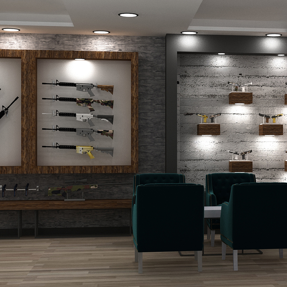 Waffenshowroom Innenarchitektur