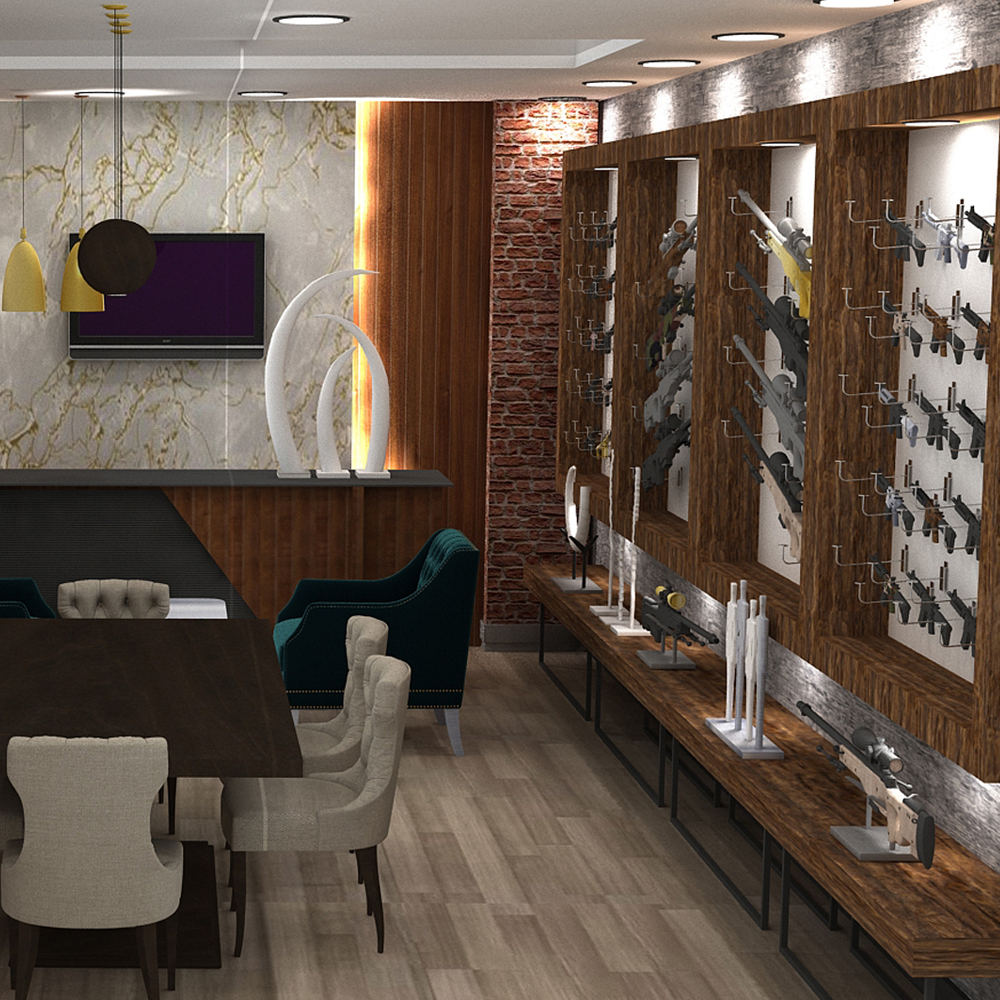 Waffenshowroom Innenarchitektur